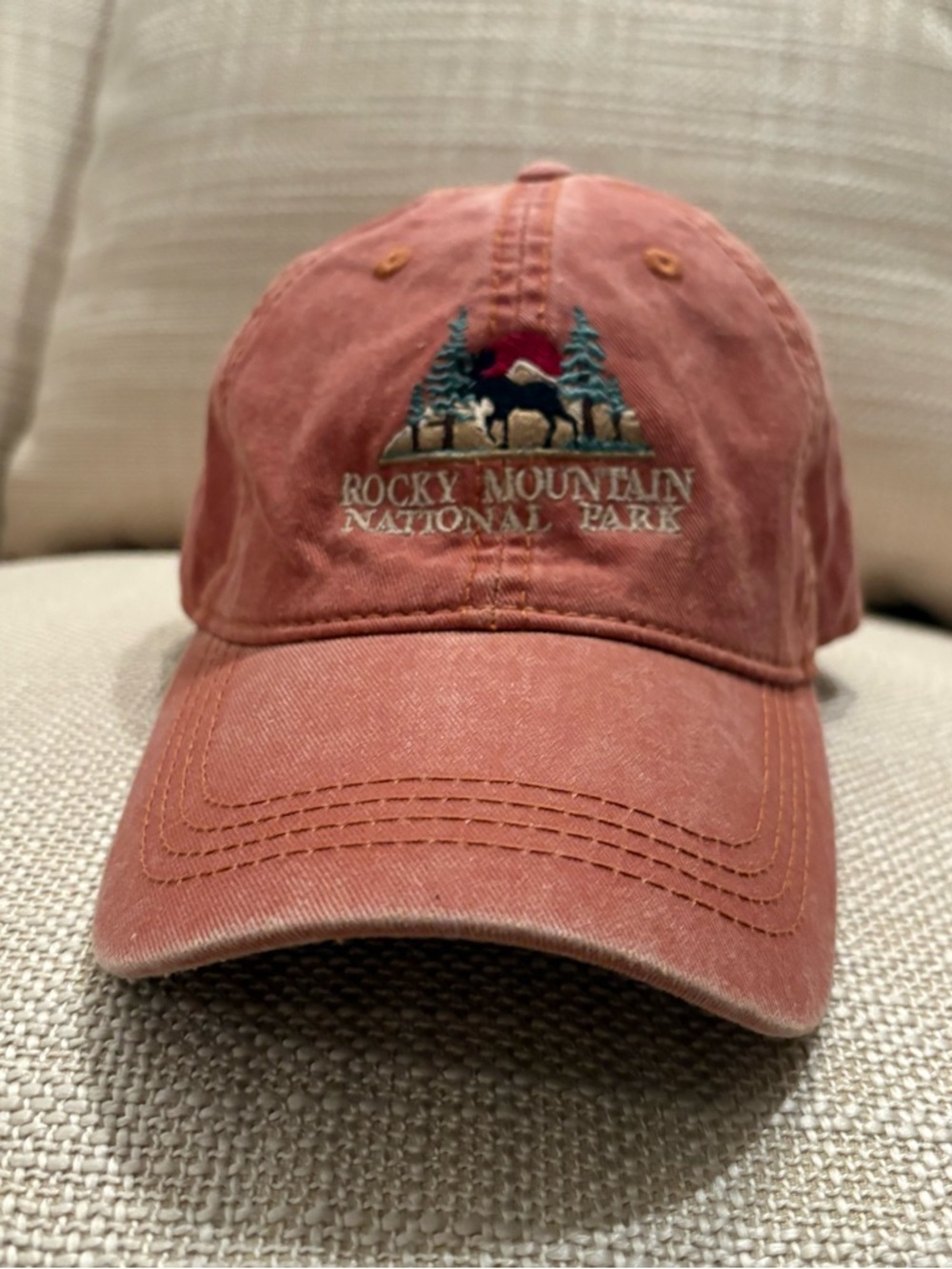Rocky Mountain National Park Burnt Orange Cotton Washed/Embroidered Mountain Hat - Picture 2 of 9
